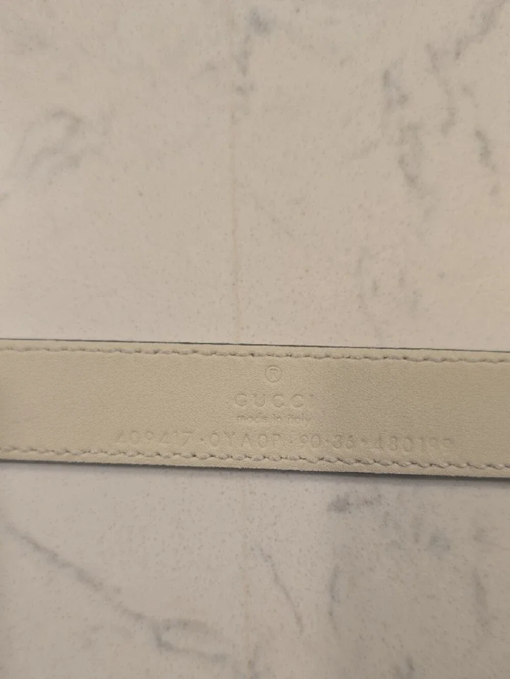 Gucci Cream Leather Belt with Silver Double G Buckle